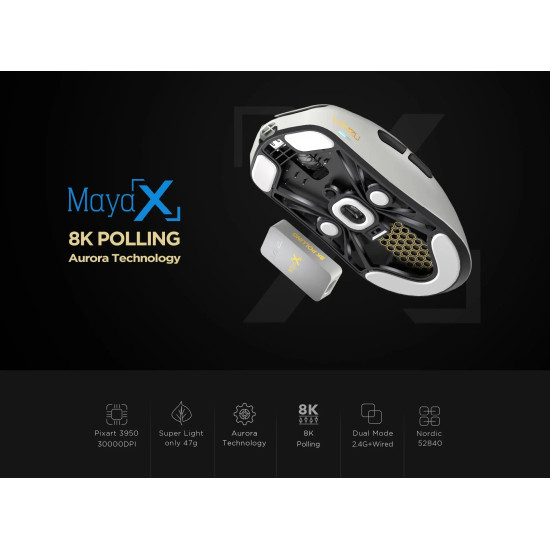 Lamzu професионална геймърска мишка MAYA X 8K - Wireless Gaming Mouse - Purple Shadow Lamzu професионална геймърска мишка MAYA X 8K - Wireless Gaming Mouse - Purple Shadow