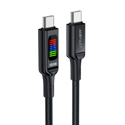 Acefast Кабел USB-C to USB-C Cable 100W 1.2m with LED display - C7-03 - Black Acefast Кабел USB-C to USB-C Cable 100W 1.2m with LED display - C7-03 - Black