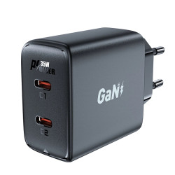 Acefast Универсално зарядно за стена Charger Wall GaN PD35W - A49 - USB-C x 2, Black Acefast Универсално зарядно за стена Charger Wall GaN PD35W - A49 - USB-C x 2, Black