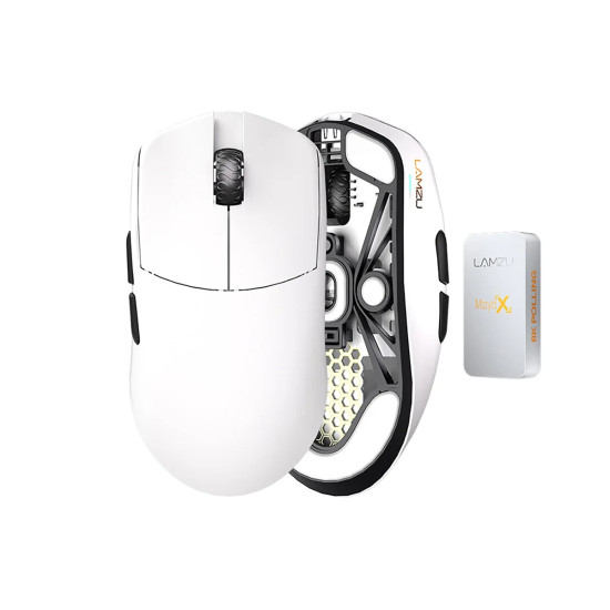 Lamzu професионална геймърска мишка MAYA X 8K - Wireless Gaming Mouse - White Lamzu професионална геймърска мишка MAYA X 8K - Wireless Gaming Mouse - White