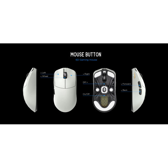 Lamzu професионална геймърска мишка MAYA X 8K - Wireless Gaming Mouse - White Lamzu професионална геймърска мишка MAYA X 8K - Wireless Gaming Mouse - White