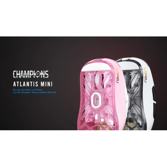 Lamzu професионална геймърска мишка ATLANTIS MINI [Champion Edition] 1K (8K compatible) - Wireless Gaming Mouse - Light Pink
