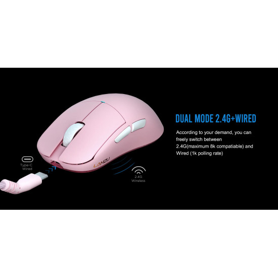 Lamzu професионална геймърска мишка ATLANTIS MINI [Champion Edition] 1K (8K compatible) - Wireless Gaming Mouse - Light Pink