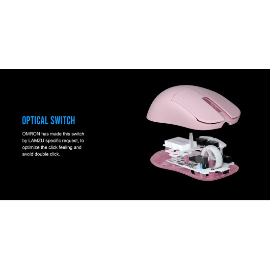 Lamzu професионална геймърска мишка ATLANTIS MINI [Champion Edition] 1K (8K compatible) - Wireless Gaming Mouse - Light Pink