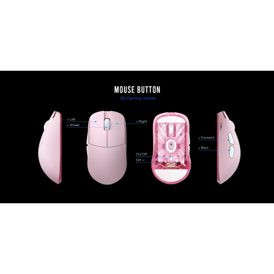 Lamzu професионална геймърска мишка ATLANTIS MINI [Champion Edition] 1K (8K compatible) - Wireless Gaming Mouse - Light Pink