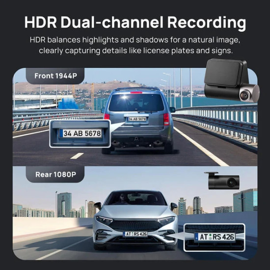 70mai Видеорегистратор Dash Cam HDR Set A510-1, Rear Cam included 70mai Видеорегистратор Dash Cam HDR Set A510-1, Rear Cam included