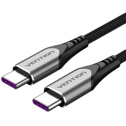 Vention Кабел USB 2.0 Type-C to Type-C - 2.0M Black 5A Fast Charge - TAEHH Vention Кабел USB 2.0 Type-C to Type-C - 2.0M Black 5A Fast Charge - TAEHH