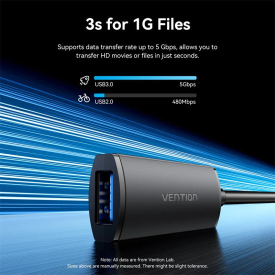 Vention Кабел удължение USB 3.0 AM / AF Active Extension Cable 5M Black - CBMBJ Vention Кабел удължение USB 3.0 AM / AF Active Extension Cable 5M Black - CBMBJ