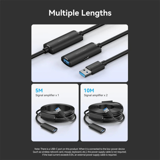 Vention Кабел удължение USB 3.0 AM / AF Active Extension Cable 5M Black - CBMBJ Vention Кабел удължение USB 3.0 AM / AF Active Extension Cable 5M Black - CBMBJ