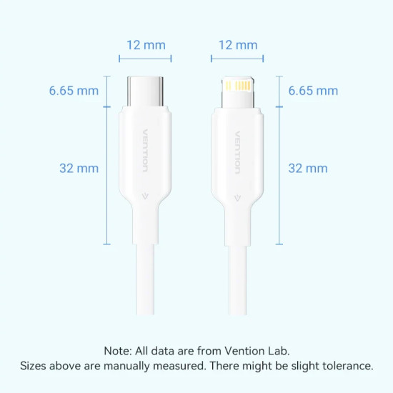 Vention кабел Cable USB 2.0 Type-C to Lighting 1m White - LAKWF Vention кабел Cable USB 2.0 Type-C to Lighting 1m White - LAKWF