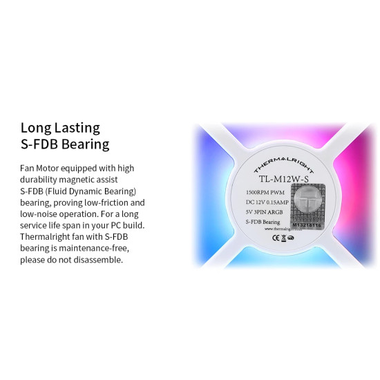 Thermalright вентилатор Fan 120mm - TL-M12W-S - Infinity Mirror aRGB Lighting, White Thermalright вентилатор Fan 120mm - TL-M12W-S - Infinity Mirror aRGB Lighting, White