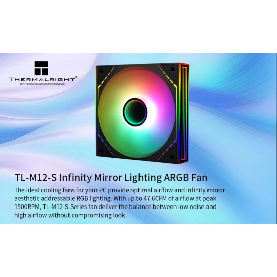 Thermalright вентилатор Fan 120mm - TL-M12-S - Infinity Mirror aRGB Lighting, Black Thermalright вентилатор Fan 120mm - TL-M12-S - Infinity Mirror aRGB Lighting, Black