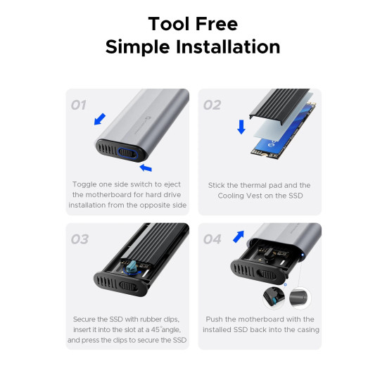 Orico външна кутия за диск Storage - Case - M.2 NVMe/SATA M/B key - USB3.1 Type-C/A, Silicone Protective Case, 10Gbps - AXM2S-G2-V1-GY-BP Orico външна кутия за диск Storage - Case - M.2 NVMe/SATA M/B key - USB3.1 Type-C/A, Silicone Protective Case, 10Gbps - AXM2S-G2-V1-GY-BP