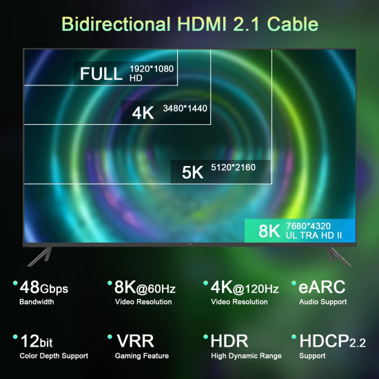 VCom Кабел HDMI v2.1 M / M 2.0m - 8K Dolby Vision HDR, Black/Grey - CG805-2.0m VCom Кабел HDMI v2.1 M / M 2.0m - 8K Dolby Vision HDR, Black/Grey - CG805-2.0m
