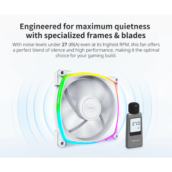 Montech вентилатор RX120 PWM, REVERSE Fan, 120mm, ARGB, White Montech вентилатор RX120 PWM, REVERSE Fan, 120mm, ARGB, White