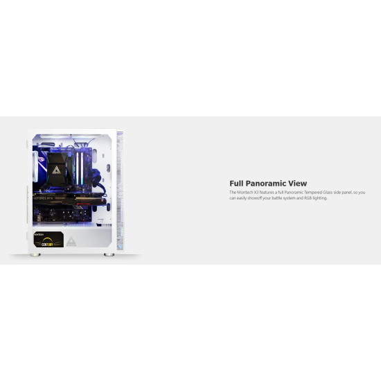 Montech кутия X3 MESH, Mid-tower Case, TG, 6 fixed RGB Fans, White Montech кутия X3 MESH, Mid-tower Case, TG, 6 fixed RGB Fans, White