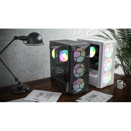 Montech кутия X3 MESH, Mid-tower Case, TG, 6 fixed RGB Fans, White Montech кутия X3 MESH, Mid-tower Case, TG, 6 fixed RGB Fans, White