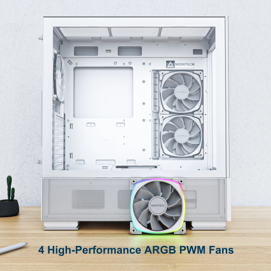 Montech кутия SKY TWO, Mid-tower Case, TG, 4x120mm ARGB Fans, White Montech кутия SKY TWO, Mid-tower Case, TG, 4x120mm ARGB Fans, White