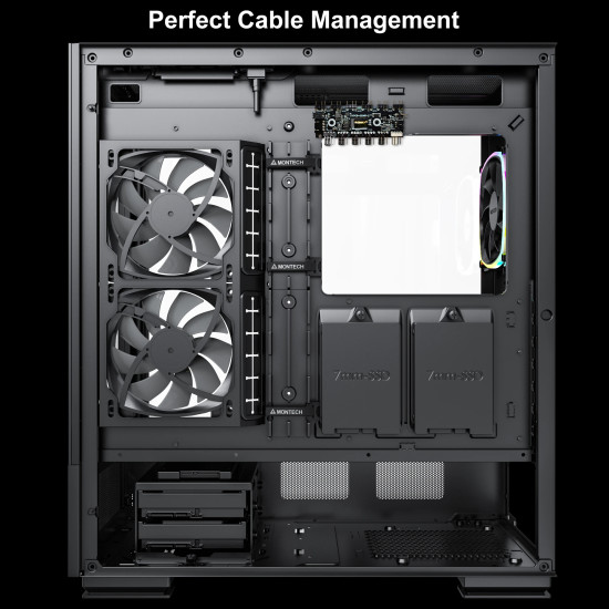 Montech кутия SKY TWO, Mid-tower Case, TG, 4x120mm ARGB Fans, Black Montech кутия SKY TWO, Mid-tower Case, TG, 4x120mm ARGB Fans, Black