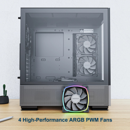Montech кутия SKY TWO, Mid-tower Case, TG, 4x120mm ARGB Fans, Black Montech кутия SKY TWO, Mid-tower Case, TG, 4x120mm ARGB Fans, Black