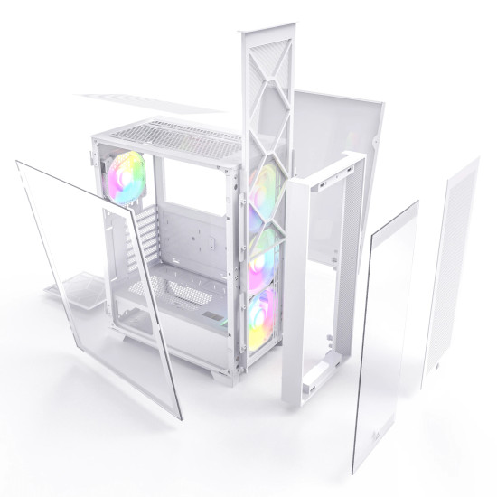 Montech кутия AIR 1000 PREMIUM, Mid-tower Case, TG, 2 Front Panels, 4x120mm ARGB Fans, White Montech кутия AIR 1000 PREMIUM, Mid-tower Case, TG, 2 Front Panels, 4x120mm ARGB Fans, White