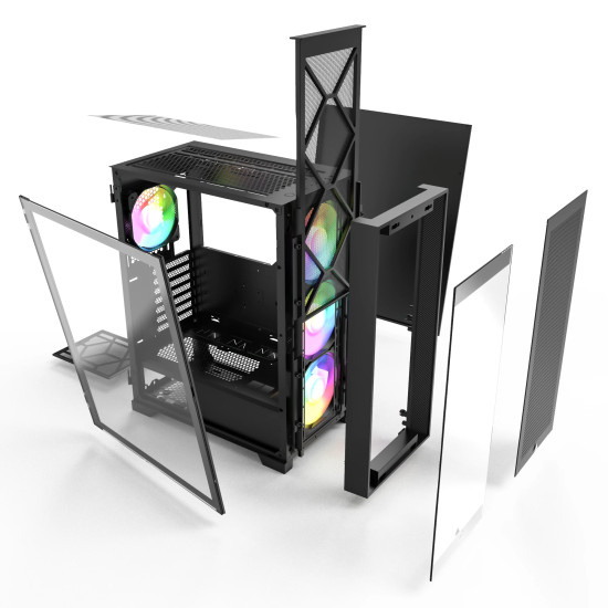 Montech кутия AIR 1000 PREMIUM, Mid-tower Case, TG, 2 Front Panels, 4x120mm ARGB Fans, Black Montech кутия AIR 1000 PREMIUM, Mid-tower Case, TG, 2 Front Panels, 4x120mm ARGB Fans, Black