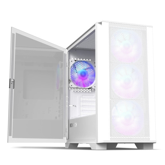 Montech кутия AIR 100 ARGB, Micro ATX Case, TG, 4x120mm ARGB Fans, White Montech кутия AIR 100 ARGB, Micro ATX Case, TG, 4x120mm ARGB Fans, White