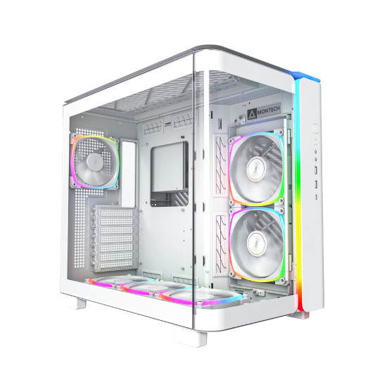 Montech кутия KING 95 Pro, Dual Chamber Mid-tower Case, 6 ARGB Fans, 2 Front Panels, White Montech кутия KING 95 Pro, Dual Chamber Mid-tower Case, 6 ARGB Fans, 2 Front Panels, White