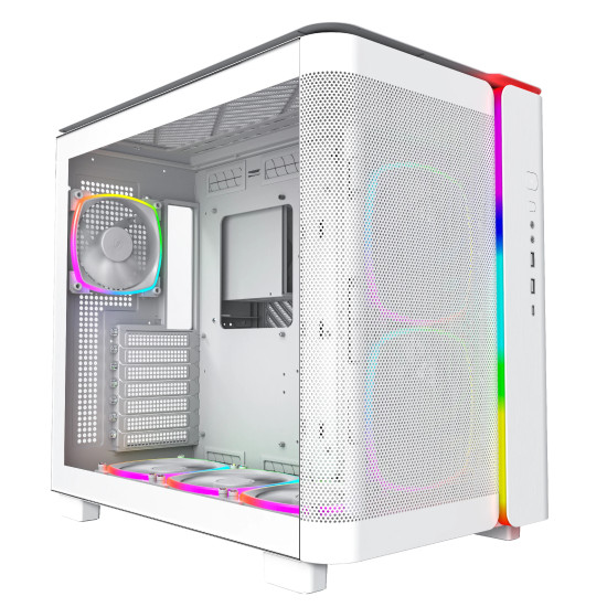 Montech кутия KING 95 Pro, Dual Chamber Mid-tower Case, 6 ARGB Fans, 2 Front Panels, White Montech кутия KING 95 Pro, Dual Chamber Mid-tower Case, 6 ARGB Fans, 2 Front Panels, White