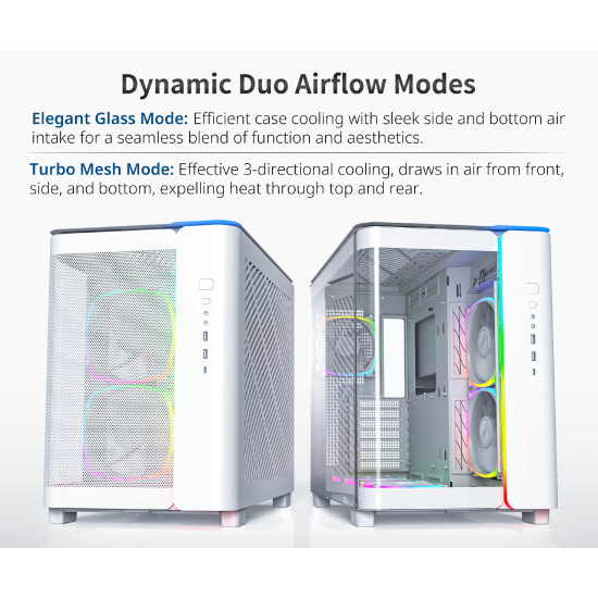 Montech кутия KING 95 Pro, Dual Chamber Mid-tower Case, 6 ARGB Fans, 2 Front Panels, White Montech кутия KING 95 Pro, Dual Chamber Mid-tower Case, 6 ARGB Fans, 2 Front Panels, White