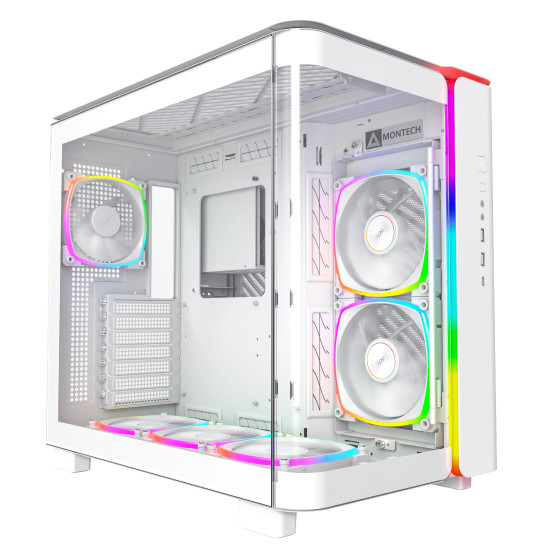 Montech кутия KING 95 Pro, Dual Chamber Mid-tower Case, 6 ARGB Fans, 2 Front Panels, White Montech кутия KING 95 Pro, Dual Chamber Mid-tower Case, 6 ARGB Fans, 2 Front Panels, White