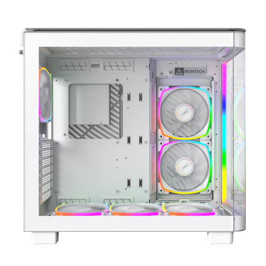 Montech кутия KING 95 Pro, Dual Chamber Mid-tower Case, 6 ARGB Fans, 2 Front Panels, White Montech кутия KING 95 Pro, Dual Chamber Mid-tower Case, 6 ARGB Fans, 2 Front Panels, White