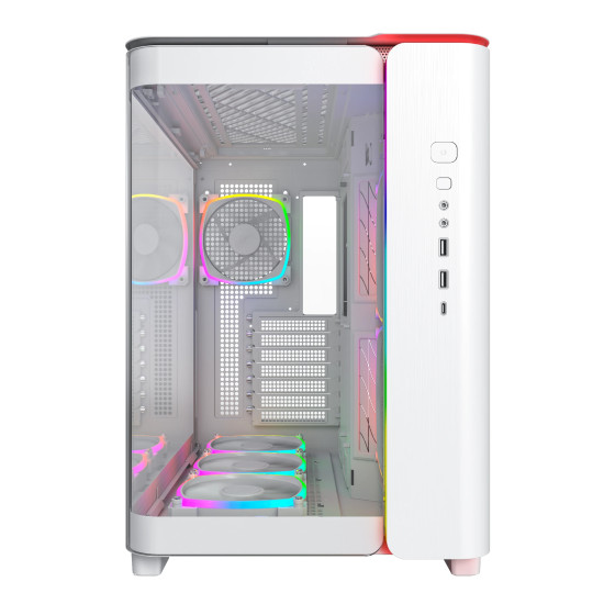 Montech кутия KING 95 Pro, Dual Chamber Mid-tower Case, 6 ARGB Fans, 2 Front Panels, White Montech кутия KING 95 Pro, Dual Chamber Mid-tower Case, 6 ARGB Fans, 2 Front Panels, White