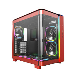 Montech кутия KING 95 Pro, Dual Chamber Mid-tower Case, 6 ARGB Fans, 2 Front Panels, Red