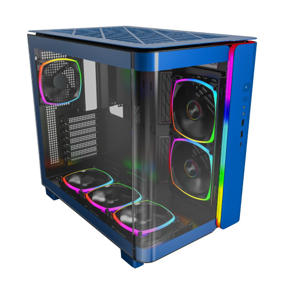 Montech кутия KING 95 Pro, Dual Chamber Mid-tower Case, 6 ARGB Fans, 2 Front Panels, Prussian Blue Montech кутия KING 95 Pro, Dual Chamber Mid-tower Case, 6 ARGB Fans, 2 Front Panels, Prussian Blue