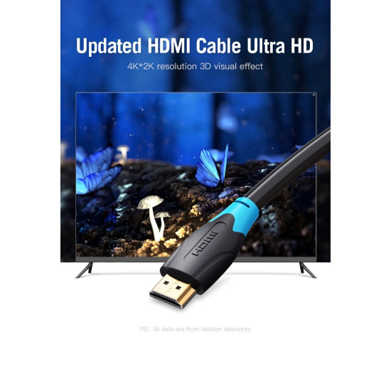 Vention Кабел HDMI v2.0 M / M 4K/60Hz Gold - 15M Black - AACBN Vention Кабел HDMI v2.0 M / M 4K/60Hz Gold - 15M Black - AACBN