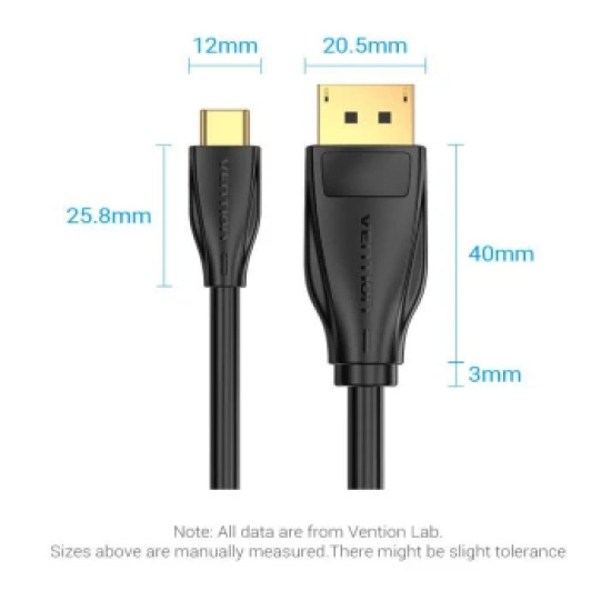 Vention кабел Cable Type-C to DisplayPort - 1.5m 8K Black - CGYBG