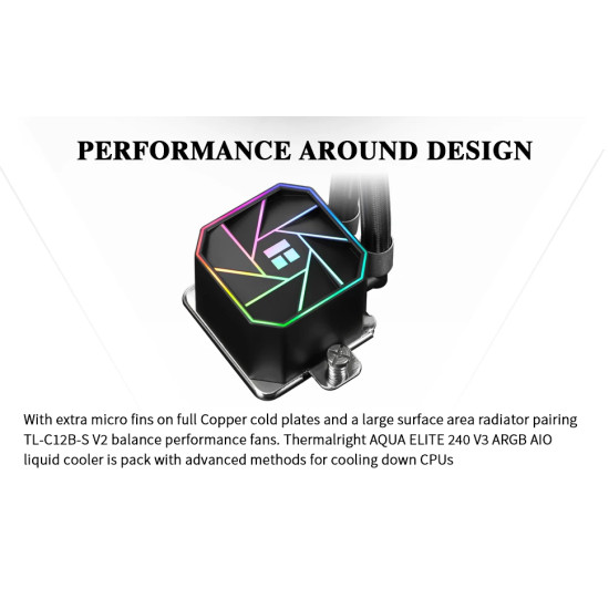 Thermalright водно охлаждане Water Cooling Aqua Elite 240 Black A-RGB V3 - LGA1851/LGA1700/AM5