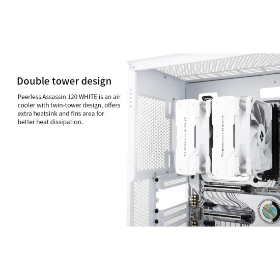 Thermalright охладител CPU Cooler Peerless Assassin 120 White - Dual-Tower - LGA1851/LGA1700/AM5 Thermalright охладител CPU Cooler Peerless Assassin 120 White - Dual-Tower - LGA1851/LGA1700/AM5