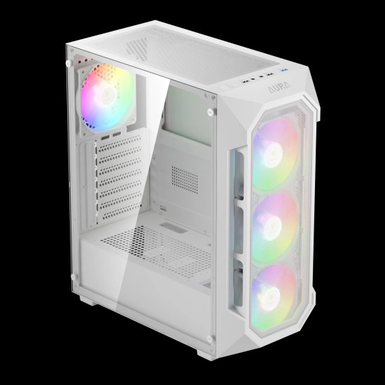 Gamdias кутия Case ATX - AURA GC1 Elite White - Mesh, RGB, Tempered Glass