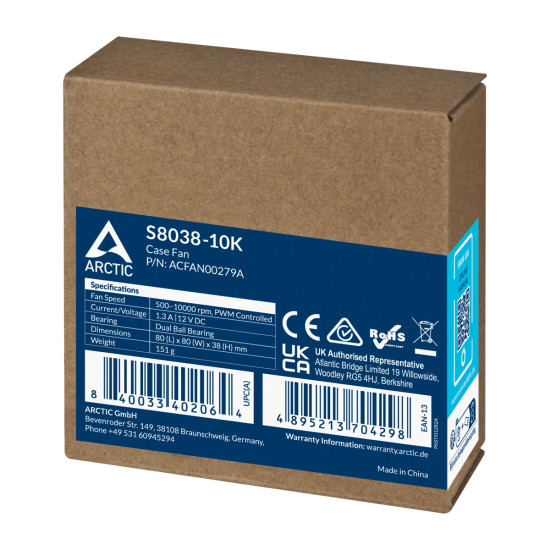 Arctic сървърен вентилатор Server Fan 80x80x38 Dual Ball - S8038-10K - ACFAN00279A Arctic сървърен вентилатор Server Fan 80x80x38 Dual Ball - S8038-10K - ACFAN00279A