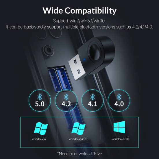 Orico блутут адаптер Bluetooth 5.0 USB adapter, black - BTA-608-BK Orico блутут адаптер Bluetooth 5.0 USB adapter, black - BTA-608-BK