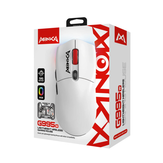 Marvo безжична геймърска мишка Wireless Gaming Mouse Monka Guru G995W - 26000dpi, 2.4G, Bluetooth 5.2 Marvo безжична геймърска мишка Wireless Gaming Mouse Monka Guru G995W - 26000dpi, 2.4G, Bluetooth 5.2