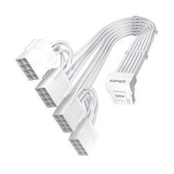 1stPlayer удължителен кабел Custom Sleeved Modding Cable White - 4 x PCIe 8-pin to 12VHPWR - FM4-B-WH 1stPlayer удължителен кабел Custom Sleeved Modding Cable White - 4 x PCIe 8-pin to 12VHPWR - FM4-B-WH