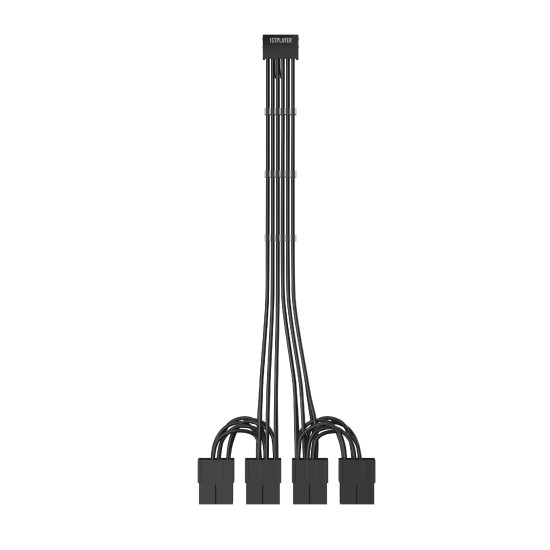 1stPlayer удължителен кабел Custom Sleeved Modding Cable Black - 4 x PCIe 8-pin to 12VHPWR - FM4-B-BK 1stPlayer удължителен кабел Custom Sleeved Modding Cable Black - 4 x PCIe 8-pin to 12VHPWR - FM4-B-BK