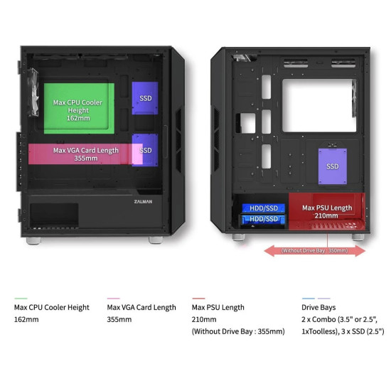 Zalman кутия Case ATX - I3 NEO Black - RGB, Mesh Zalman кутия Case ATX - I3 NEO Black - RGB, Mesh