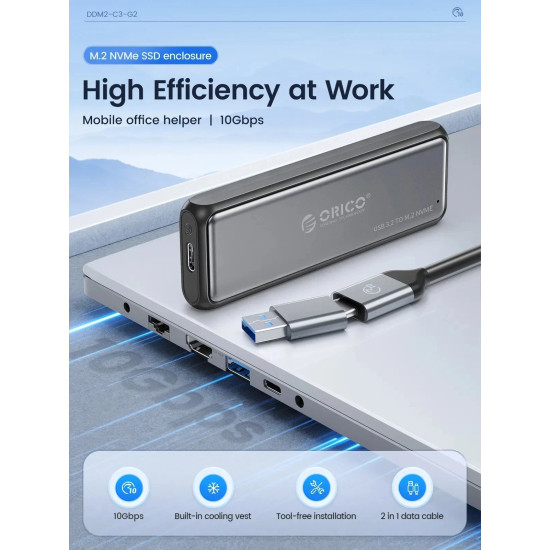 Orico външна кутия за диск Storage - Case - M.2 NVMe/SATA M/B key - USB3.1 Type-C Gen.2 10Gbps - DDNV-C3-G2-BK-BP Orico външна кутия за диск Storage - Case - M.2 NVMe/SATA M/B key - USB3.1 Type-C Gen.2 10Gbps - DDNV-C3-G2-BK-BP