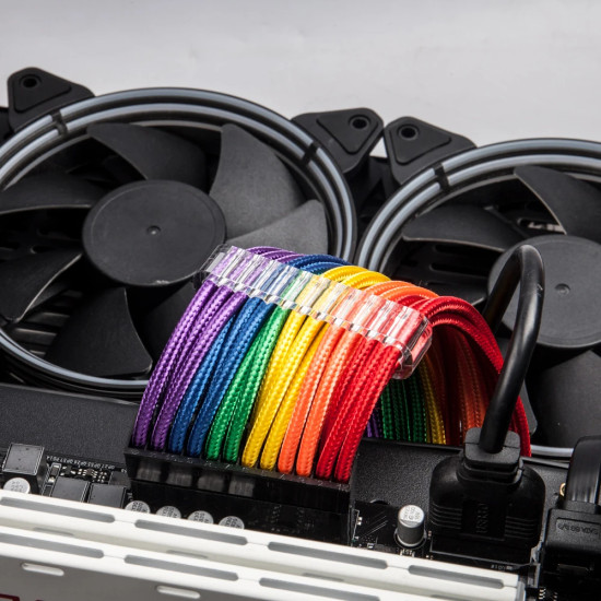 1stPlayer комплект удължителни кабели Custom Modding Cable Kit Rainbow - ATX24P, EPS, PCI-e - RB-001 1stPlayer комплект удължителни кабели Custom Modding Cable Kit Rainbow - ATX24P, EPS, PCI-e - RB-001