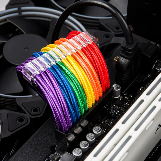 1stPlayer комплект удължителни кабели Custom Modding Cable Kit Rainbow - ATX24P, EPS, PCI-e - RB-001 1stPlayer комплект удължителни кабели Custom Modding Cable Kit Rainbow - ATX24P, EPS, PCI-e - RB-001