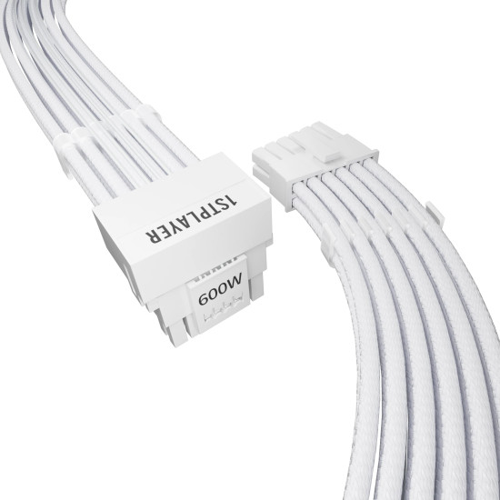 1stPlayer модулен кабел Custom Sleeved Modding Cable White - PCIe 5.0 12VHPWR M/M - FM2-B-WH 1stPlayer модулен кабел Custom Sleeved Modding Cable White - PCIe 5.0 12VHPWR M/M - FM2-B-WH